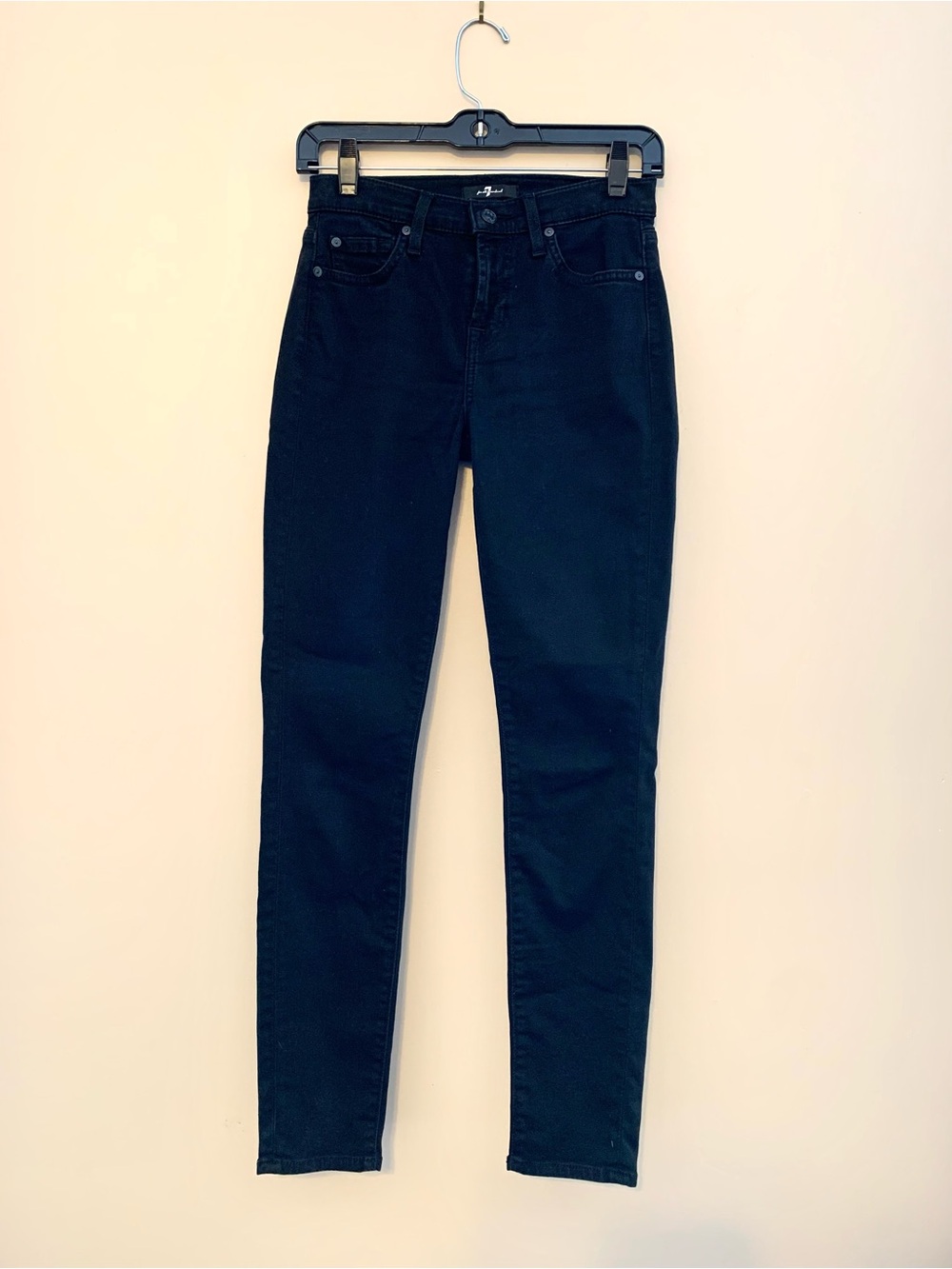 7 for all mankind Gwenevere slim high rise ankle skinny jeans in black size 25